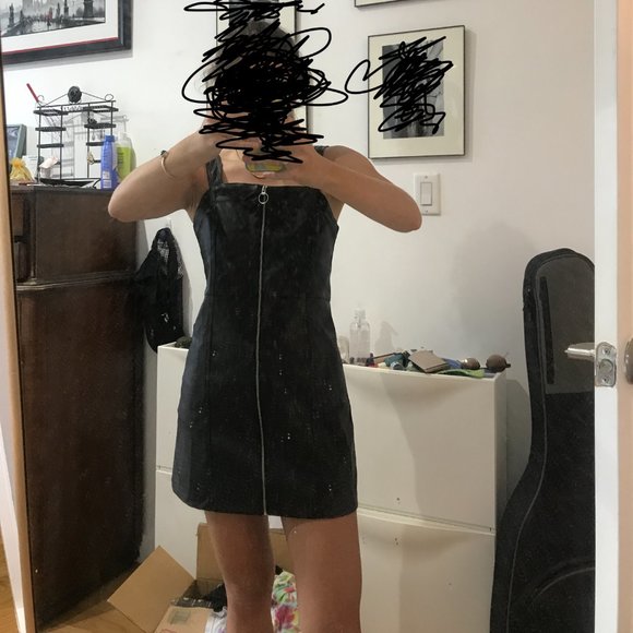 SOLD: NOT ON POSHMARK - - Tree Fake Leather Black Zipper Dress - Picture 3 of 4